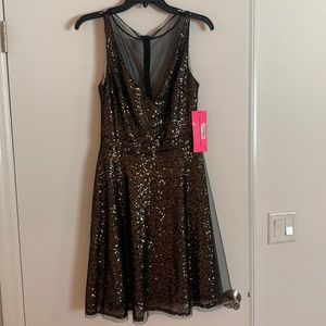 Betsey Johnson Black and gold sequin dress
